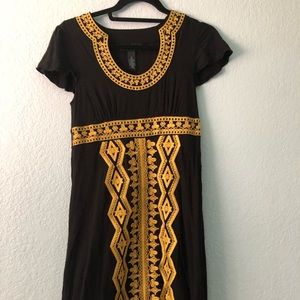 Black Dress with Gold Embroidery